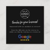 Carte De Visite Carré Google Review us Black Business Thank You QR Code (Devant)