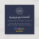 Carte De Visite Carré Google Review us Business Merci QR Code Marine (Devant)