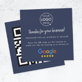 Carte De Visite Carré Google Review us Business Merci QR Code Marine