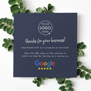 Carte De Visite Carré Google Review us Business Merci QR Code Marine