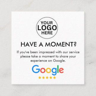 Carte De Visite Carré Google Review With QR Code Link 2023