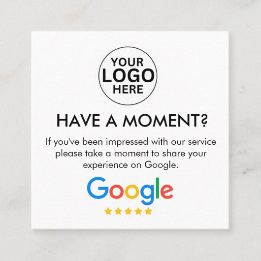 Carte De Visite Carré Google Review With QR Code Link 2023 (Devant)