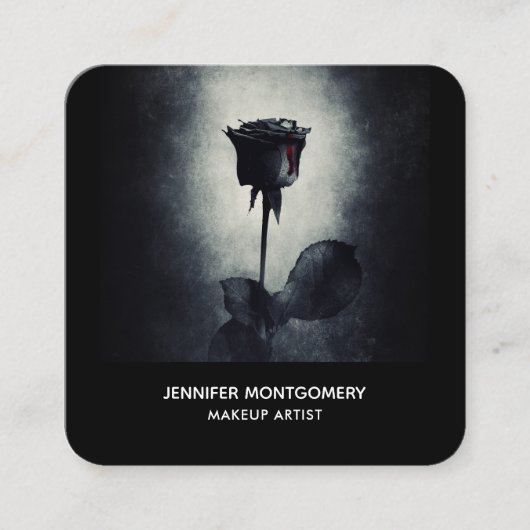 Carte De Visite Carré Goth Black Rose Dripping Blood (Devant)