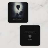 Carte De Visite Carré Goth Black Rose Dripping Blood (Devant / Derrière)