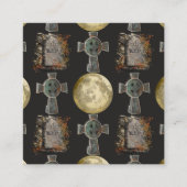 Carte De Visite Carré Gothique R.I.P. Headstone Celtic Cross Pleine lune (Devant)