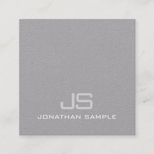 Carte De Visite Carré Gracité moderne Monogramme Premium Gris Plain Luxe (Devant)