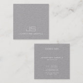 Carte De Visite Carré Gracité moderne Monogramme Premium Gris Plain Luxe (Devant / Derrière)