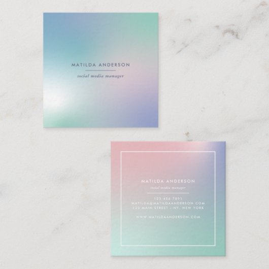 Carte De Visite Carré gradient arc-en-ciel moderne Abstrait (Devant / Derrière)