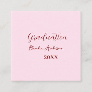 Carte De Visite Carré Graduation name class of 20XX mauve calligraphy co