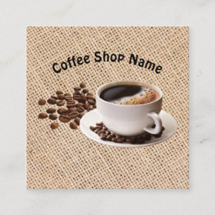 Carte De Visite Carré Grains de café de café de burlap