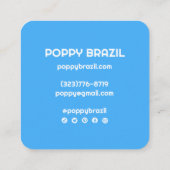 Carte De Visite Carré GRAND BOLD RETRO Curvy Wavy Stripes Bleu brillant (Dos)