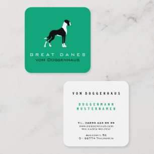 Carte De Visite Carré Grand Danois Boston Mantle sur fond vert