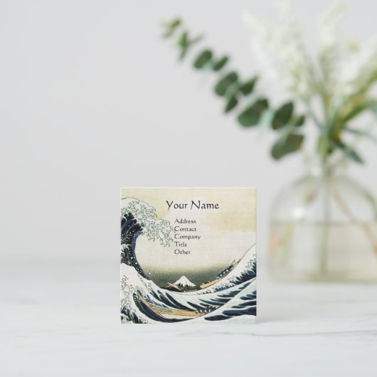 Carte De Visite Carré GRANDE VAGUE MONOGRAMME Bleu Blanc (Debout devant)