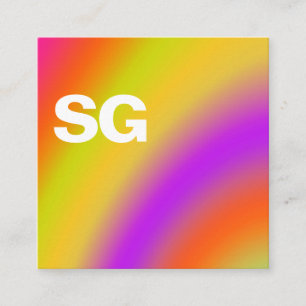 Carte De Visite Carré Grandes Initiales - Carré - Couleurs douces 03