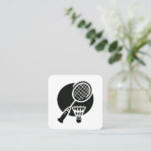 Carte De Visite Carré Graphique de badminton (Debout devant)