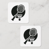 Carte De Visite Carré Graphique de badminton (Devant / Derrière)