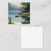 Carte De Visite Carré Graphique de pêche (Devant / Derrière)