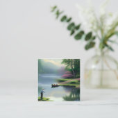 Carte De Visite Carré Graphique de pêche (Debout devant)