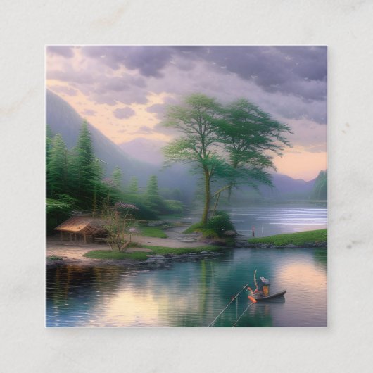 Carte De Visite Carré Graphique de pêche (Devant)