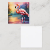 Carte De Visite Carré Graphique d'oeuvre de Flamant rose rose dans l'aqu (Devant / Derrière)