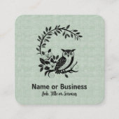 Carte De Visite Carré Graphique Hiboux et fleurs (Devant)