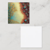 Carte De Visite Carré Graphisme complexe de plumes de paon (Devant / Derrière)