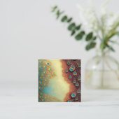 Carte De Visite Carré Graphisme complexe de plumes de paon (Debout devant)