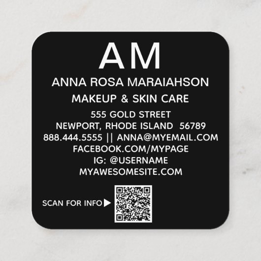 Carte De Visite Carré *~* Gras Abstrait PARTIES SCINTILLANT d'art QR LOG (Dos)