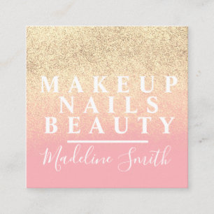 Carte De Visite Carré Gras Faux Parties scintillant Pink Gold Maquillage