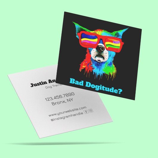 Carte De Visite Carré Gras Rainbow Chien Custom Dog Trainer