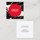 Carte De Visite Carré Gras rouge moderne peint Abstrait (Devant / Derrière)