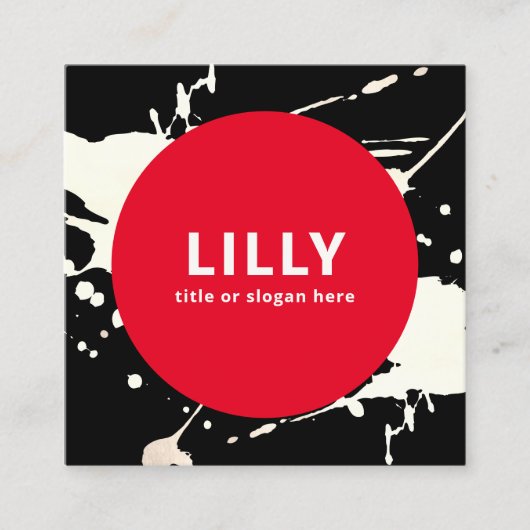 Carte De Visite Carré Gras rouge moderne peint Abstrait (Devant)