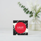 Carte De Visite Carré Gras rouge moderne peint Abstrait (Debout devant)