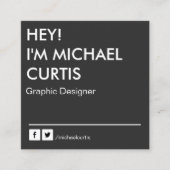 Carte De Visite Carré Gray Modern Graphic Designer QR Code (Devant)