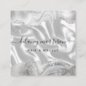 Carte De Visite Carré Gray White Agate Silver Glitter Luxury (Devant)