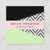 Carte De Visite Carré Gray Zigzag, Gray Chevron, Zigzag Pattern, Mint (Devant)