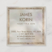 Carte De Visite Carré Grec Key Meander Monogramme Abalone et or (Dos)