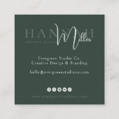 Carte De Visite Carré Green Botanical | Modern Elegant Minimalist (Dos)