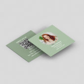 Carte De Visite Carré Green Connect with Me Photo QR Code