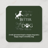 Carte De Visite Carré Green Funny Citation Chien Grooming (Dos)