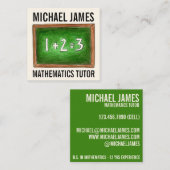 Carte De Visite Carré Green School Chalkboard Ardoise Math Tutor Enseign (Devant / Derrière)
