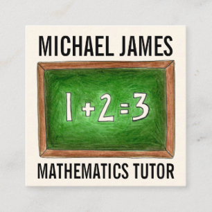 Carte De Visite Carré Green School Chalkboard Ardoise Math Tutor Enseign