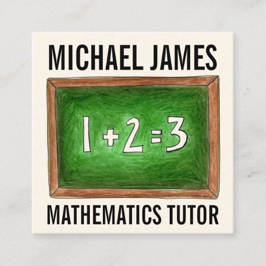 Carte De Visite Carré Green School Chalkboard Ardoise Math Tutor Enseign (Devant)