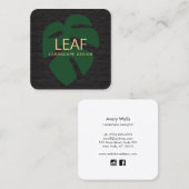 Carte De Visite Carré Green Tropical Leaf Design paysager (Devant / Derrière)