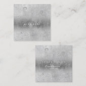 Carte De Visite Carré Gris Argent Gris Eau Abstraite Boules de lin (Devant / Derrière)