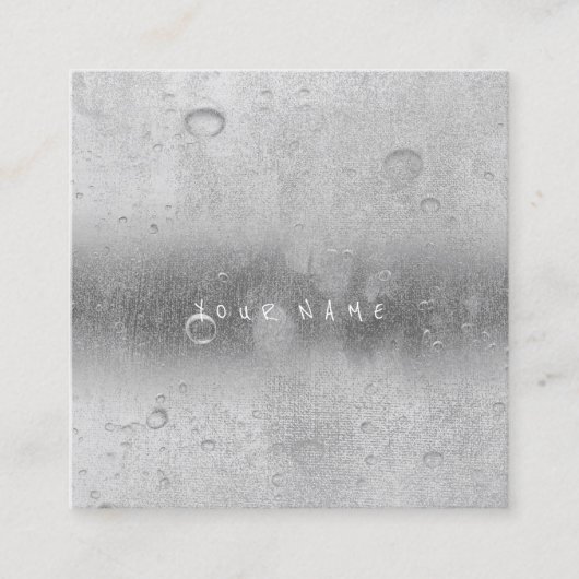 Carte De Visite Carré Gris Argent Gris Eau Abstraite Boules de lin (Devant)