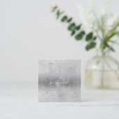 Carte De Visite Carré Gris Argent Gris Eau Abstraite Boules de lin (Debout devant)