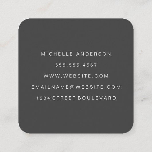 Carte De Visite Carré Gris blanc classique | Minimal (Dos)