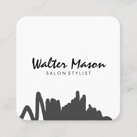 Carte De Visite Carré Gris Brossé Artistique (Devant)