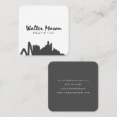 Carte De Visite Carré Gris Brossé Artistique (Devant / Derrière)